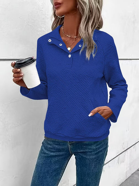 Damen Pullover mit strukturiertem Design und zwei praktischen Taschen R&B