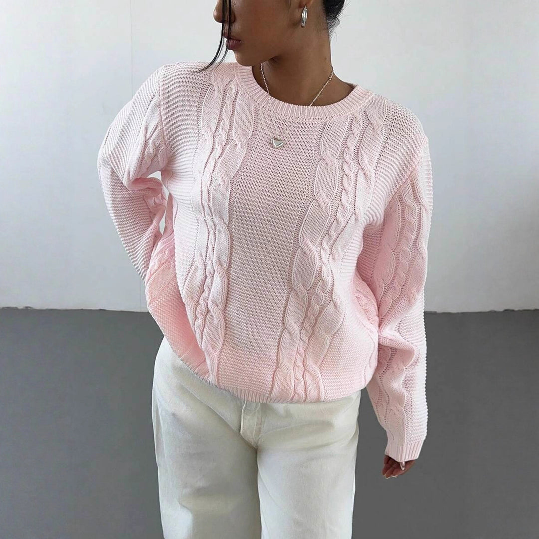 Damen Grobstrickpullover mit zeitlosem Zopfmuster und lässigem Schnitt R&B