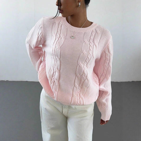 Damen Grobstrickpullover mit zeitlosem Zopfmuster und lässigem Schnitt R&B