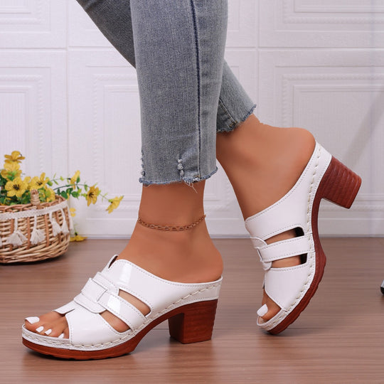Damen Komfortable und elegante Plattform-Pantoletten mit Dekorativem Riemen R&B