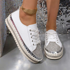 Damen modische Komfort-Sneaker mit Glitzer-Details und atmungsaktiver Sohle R&B