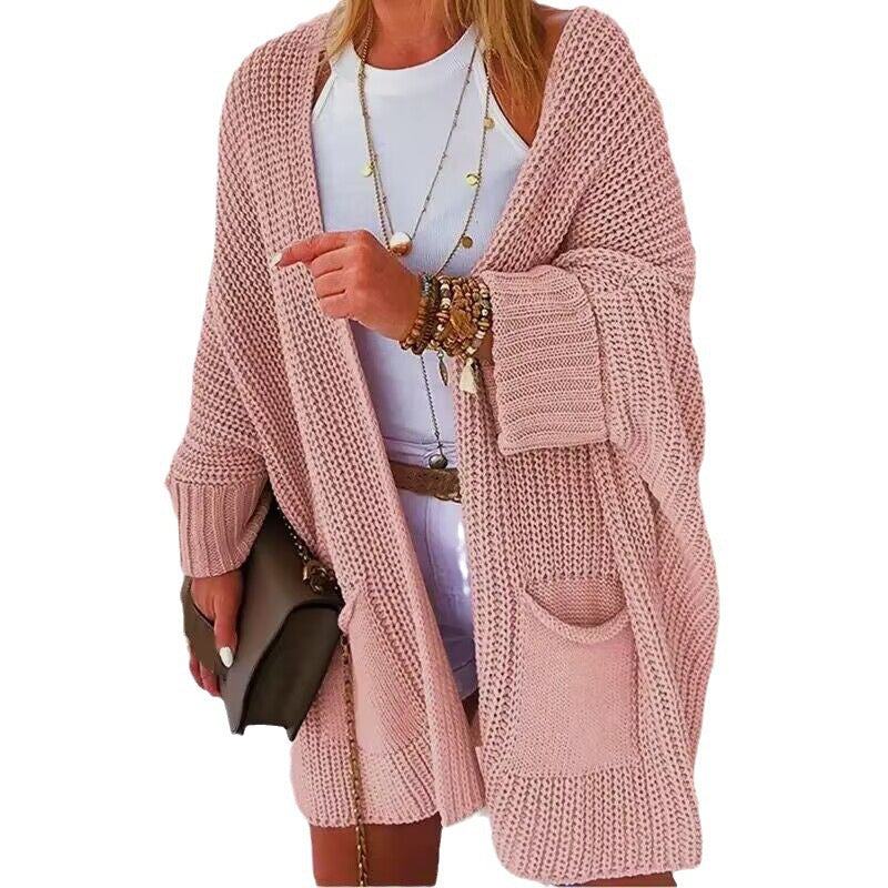 Damen gemütlicher Strick-Kimono mit Taschen R&B