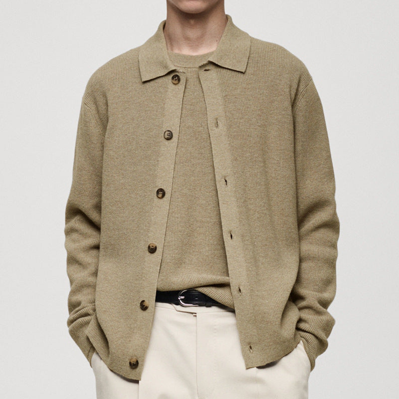 Herren Strickjacke mit modernem Kragen und hochwertigen Knöpfen R&B