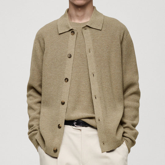 Herren Strickjacke mit modernem Kragen und hochwertigen Knöpfen R&B