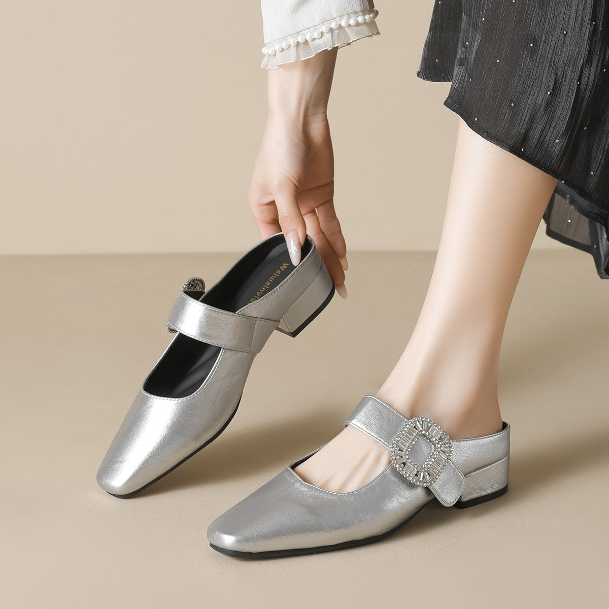 Damen elegante Slingback-Pumps mit modischem Schnallenakzent