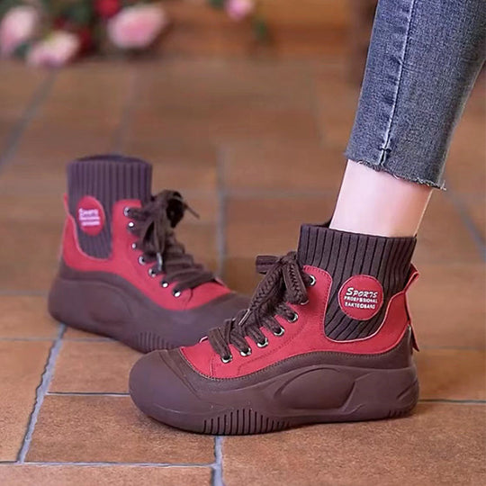 Damen sportliche High-Top Sneakers mit flexiblem Strick-Obermaterial und rutschfester Sohle R&B