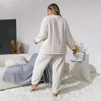 Damen Strick-Loungewear Set mit kabelmuster und elastischem Bund R&B