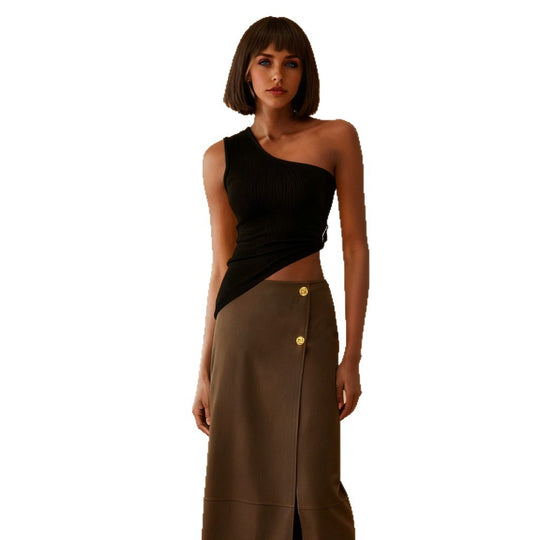 Damen One-Shoulder Top mit eleganter Drapierung und figurbetontem Schnitt R&B