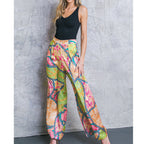 Damen Off-Shoulder Jumpsuit mit weitem Bein und buntem Muster R&B