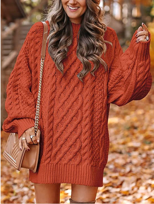 Damen Grobstrickpullover mit voluminösen Ärmeln und elegantem Zopfmuster R&B