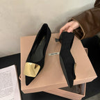 Damen elegante High-Heel Ballerinas mit stilvollem Goldakzent R&B