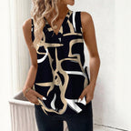 Damen Elegantes V-Ausschnitt Top mit R&Brnem grafischen Muster R&B