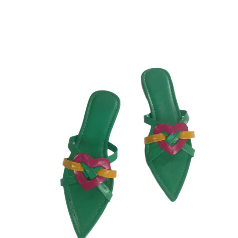 Damen modische Slip-On Sandalen mit buntem Knotendesign R&B