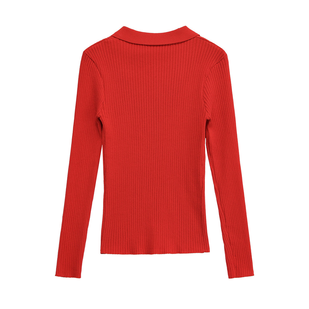 Damen Langarmshirt mit V-Ausschnitt und dekorativen Taschen R&B