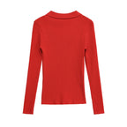 Damen Langarmshirt mit V-Ausschnitt und dekorativen Taschen R&B