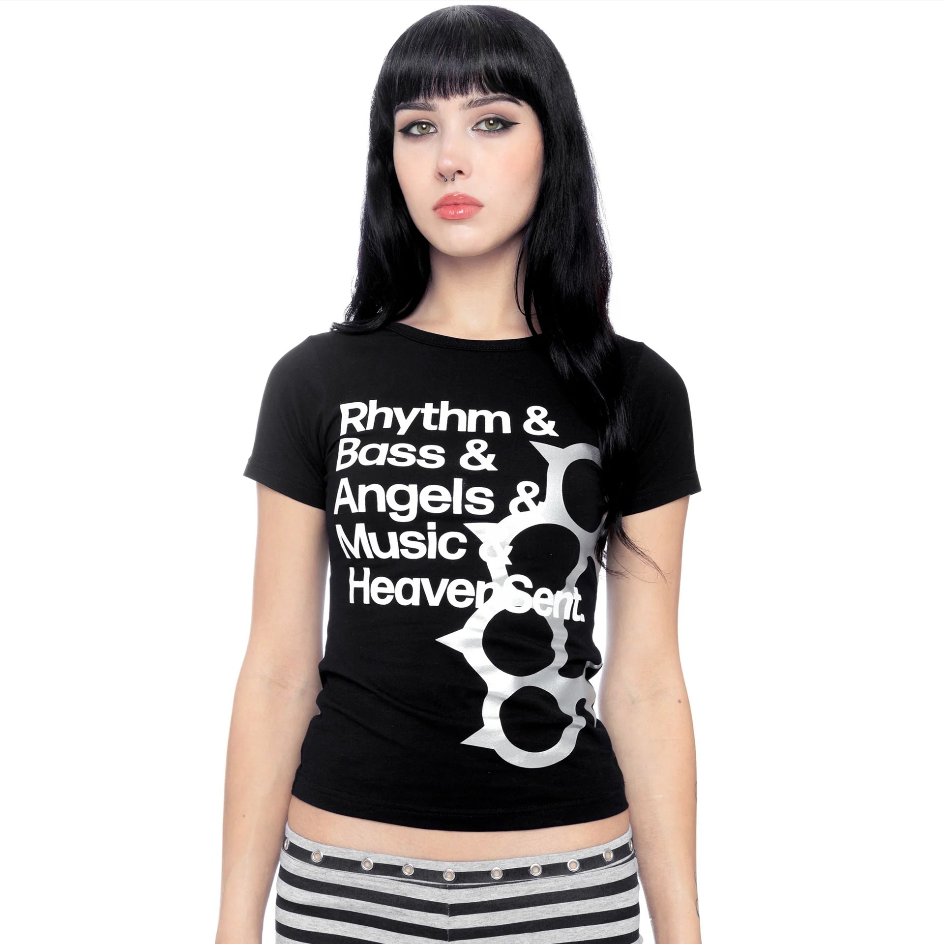 Damen T-Shirt mit kreativem Druckdesign und figurbetontem Schnitt R&B