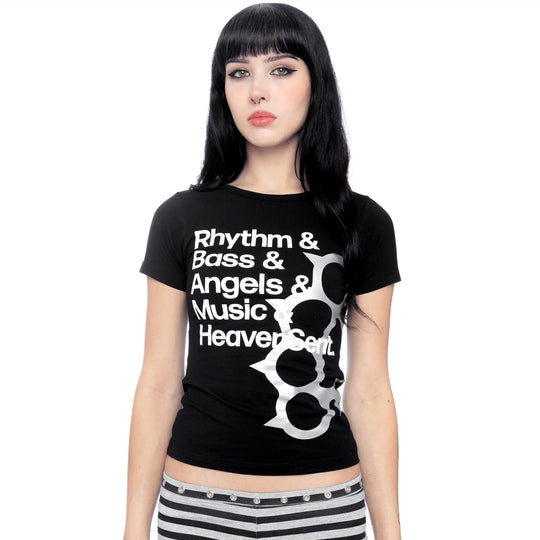 Damen T-Shirt mit kreativem Druckdesign und figurbetontem Schnitt R&B