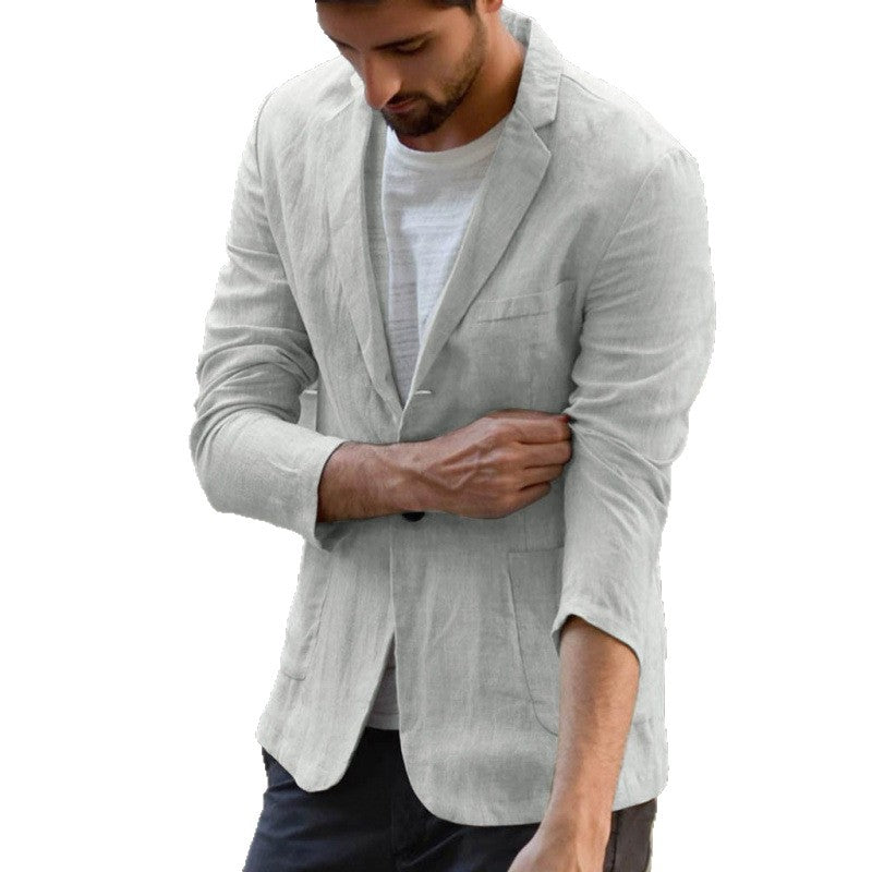 Herren eleganter Leinen-Blazer mit modernem Schnitt und Taschen