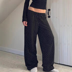 Damen Weite Hosen mit elastischem Bund und stilvollem Punktmuster
