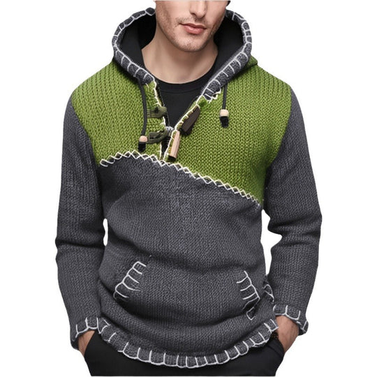 Herren Kapuzenpullover mit einzigartigem Zickzackmuster und hochwertiger Strickstruktur R&B