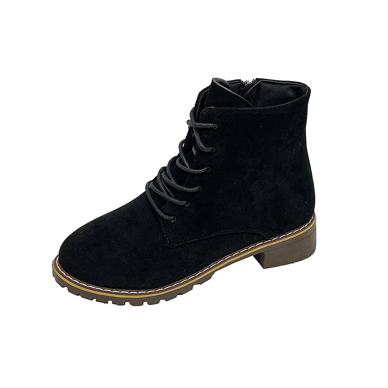 Damen modische Ankle-Stiefel aus Wildleder mit zusätzlichem Reißverschluss und leichter Profilsohle R&B