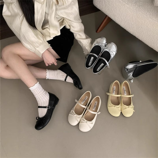 Damen Ballerinas mit elegantem Riemchen und zierlichem Schleifendetail R&B