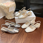 Damen elegante Slingback-Schuhe mit funkelnder Akzent-Riemchen