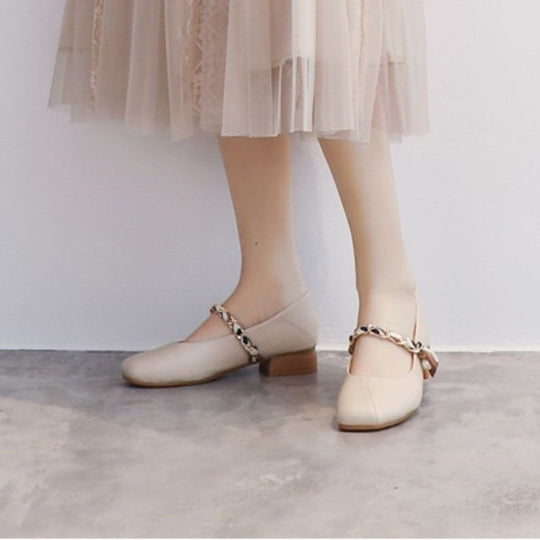 Damen Elegante Slingback-Ballerinas mit modischer Kettenverzierung R&B