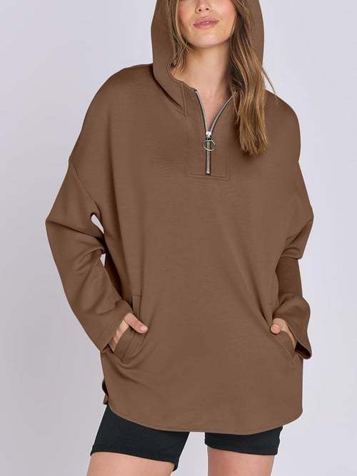 Damen Kapuzenshirt mit Reißverschluss und Taschen R&B