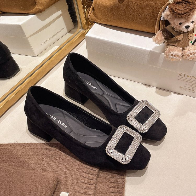 Damen Designer-Blockabsatzpumps mit Glitzerakzenten R&B