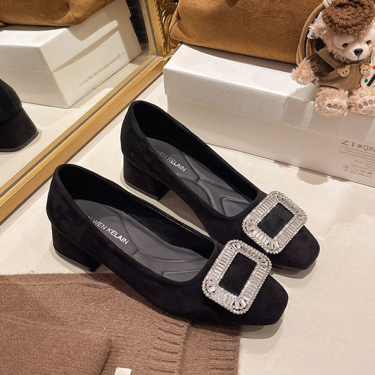 Damen Designer-Blockabsatzpumps mit Glitzerakzenten R&B