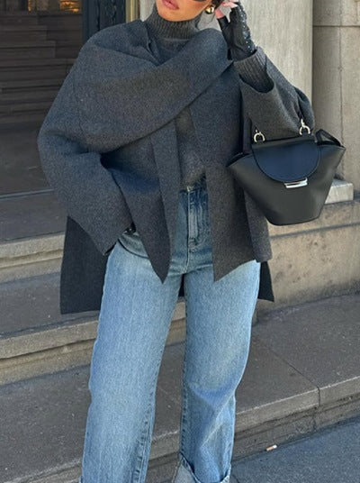 Damen Oversized Strickjacke mit elegantem Schnitt und voluminösen Ärmeln R&B