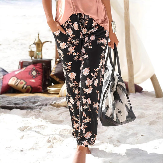 Damen Bequeme Jerseyhose mit floralem Muster und elastischem Bund R&B