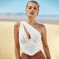 Damen Elegantes asymmetrisches Oberteil mit tiefem V-Ausschnitt R&B