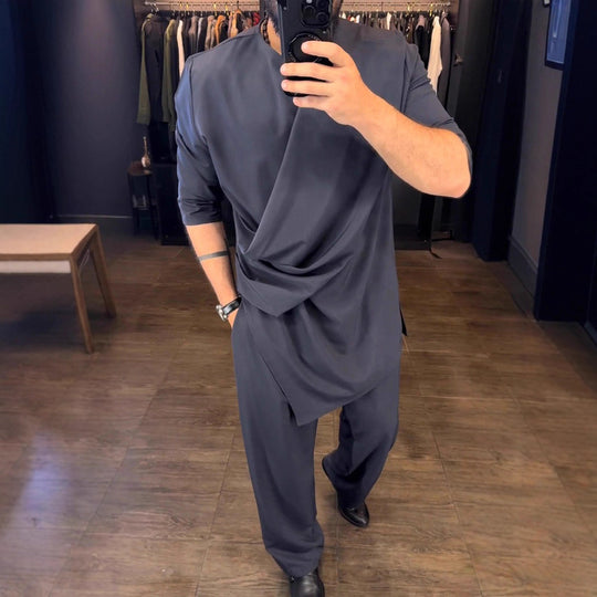 Herren Asymmetrisches Tunika-Shirt mit drapiertem Design R&B