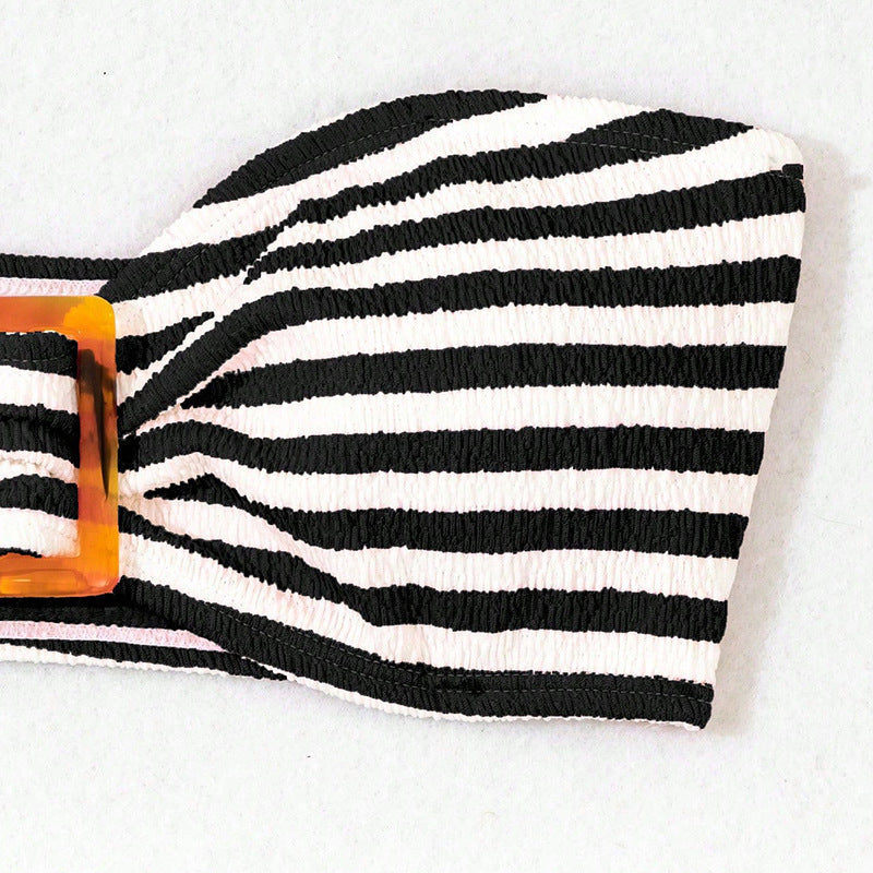 Damen Bandeau-Bikini mit modischem Ringdetail und hohem Beinausschnitt R&B