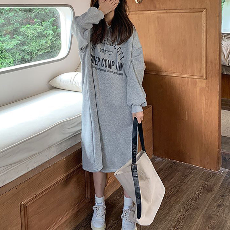Damen Kapuzenkleid mit modernem Logodruck und lässigem Schnitt