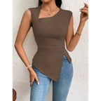 Damen Schnittiges Oberteil mit asymmetrischem Saum und figurbetontem Design R&B