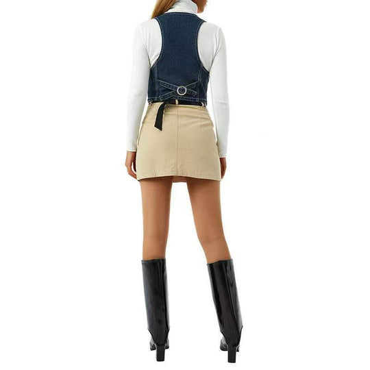 Damen Jeans-Weste mit praktischen Taschen und modischem Detail R&B