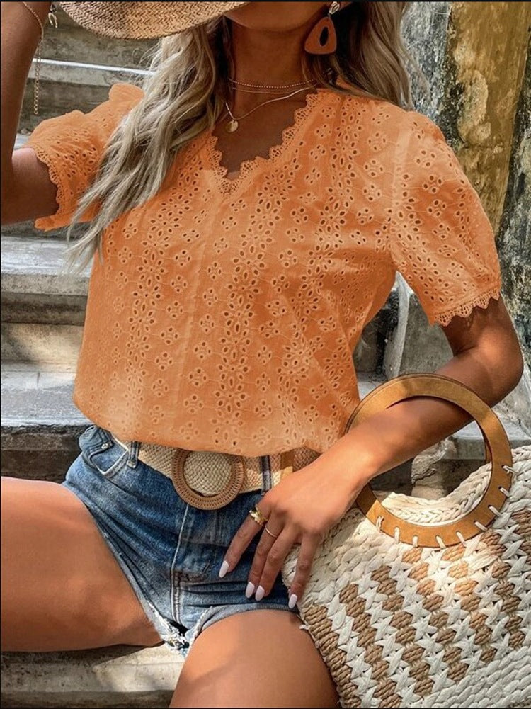 Damen Bluse mit Lochstickerei R&B