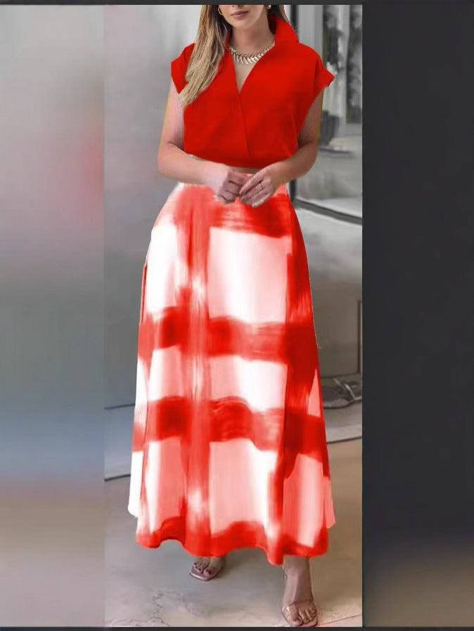 Damen elegante Hemdblusenkleid mit markanten Farbblöcken R&B