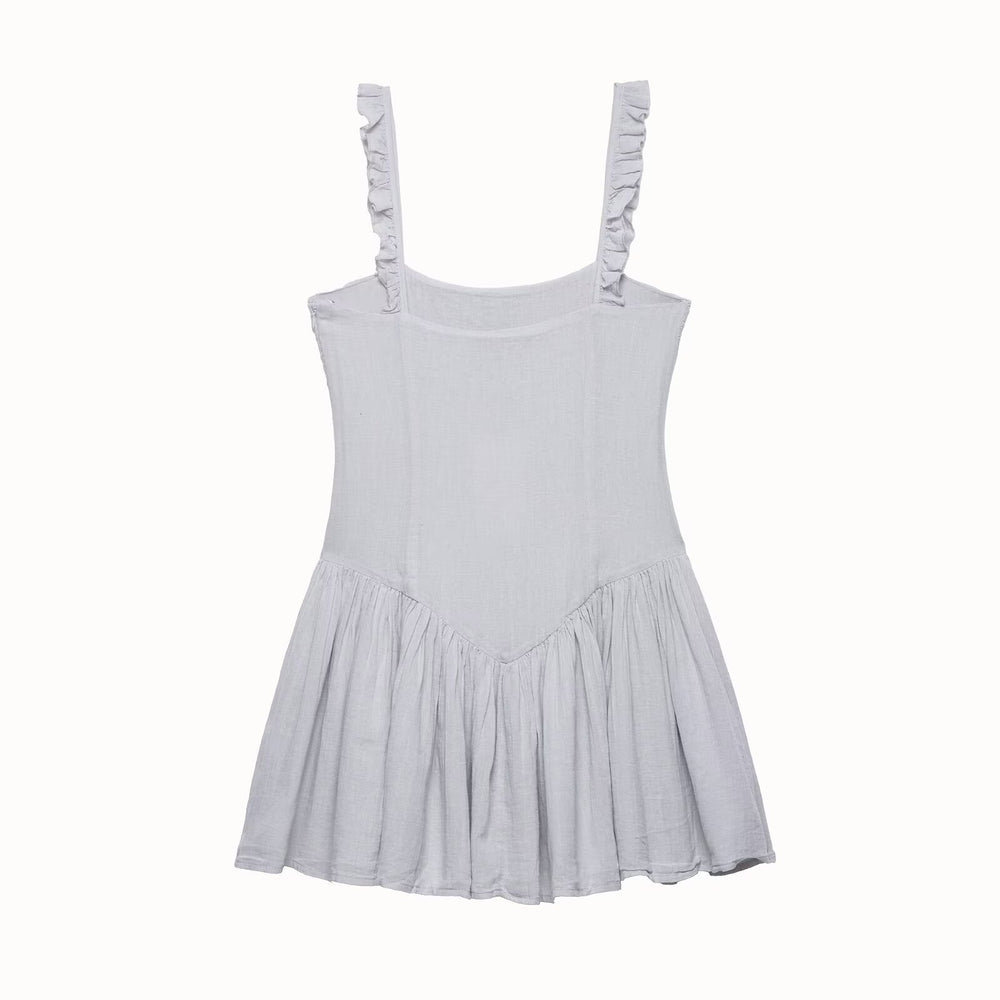 Damen sommerliches Minikleid mit feinen Rüschendetails und strukturierter Passform R&B
