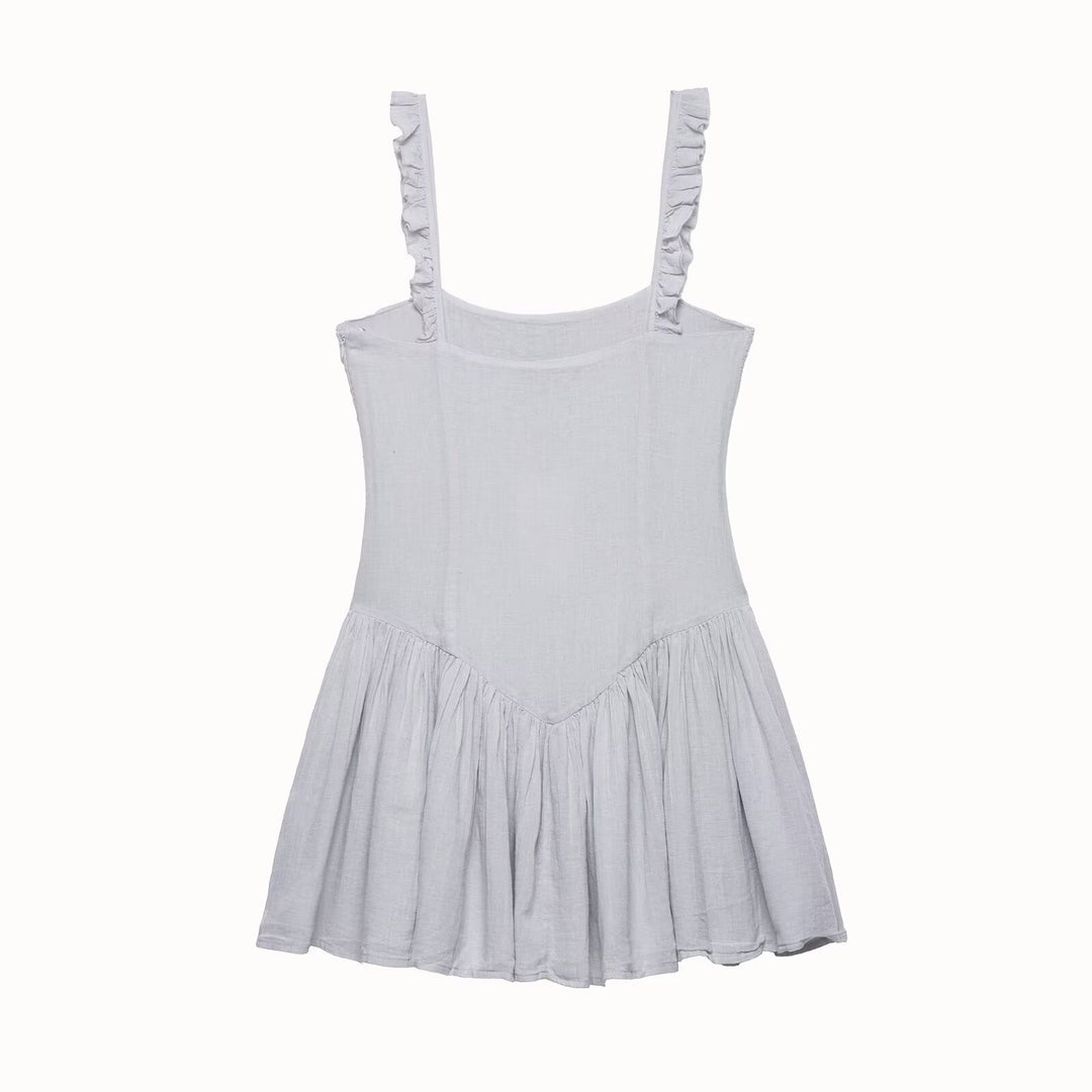Damen sommerliches Minikleid mit feinen Rüschendetails und strukturierter Passform R&B