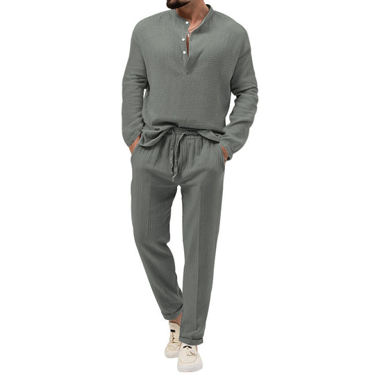 Herren lässiges Lounge-Set mit Knopfleiste und elastischem Bund R&B