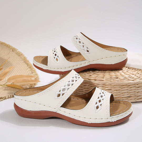 Damen Komfortable und luftige Pantolette mit Blumenmuster R&B