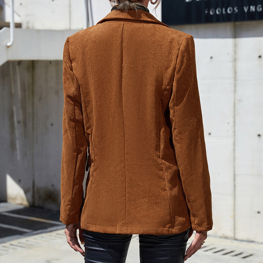 Damen cordjacke mit Doppelkknopfdesign und praktischen Seitentaschen R&B