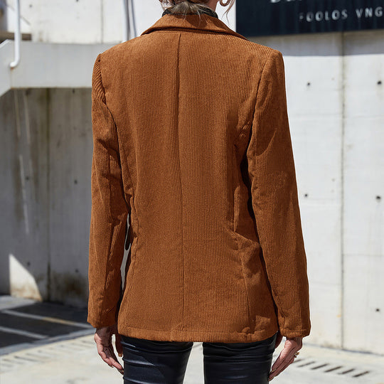 Damen cordjacke mit Doppelkknopfdesign und praktischen Seitentaschen R&B
