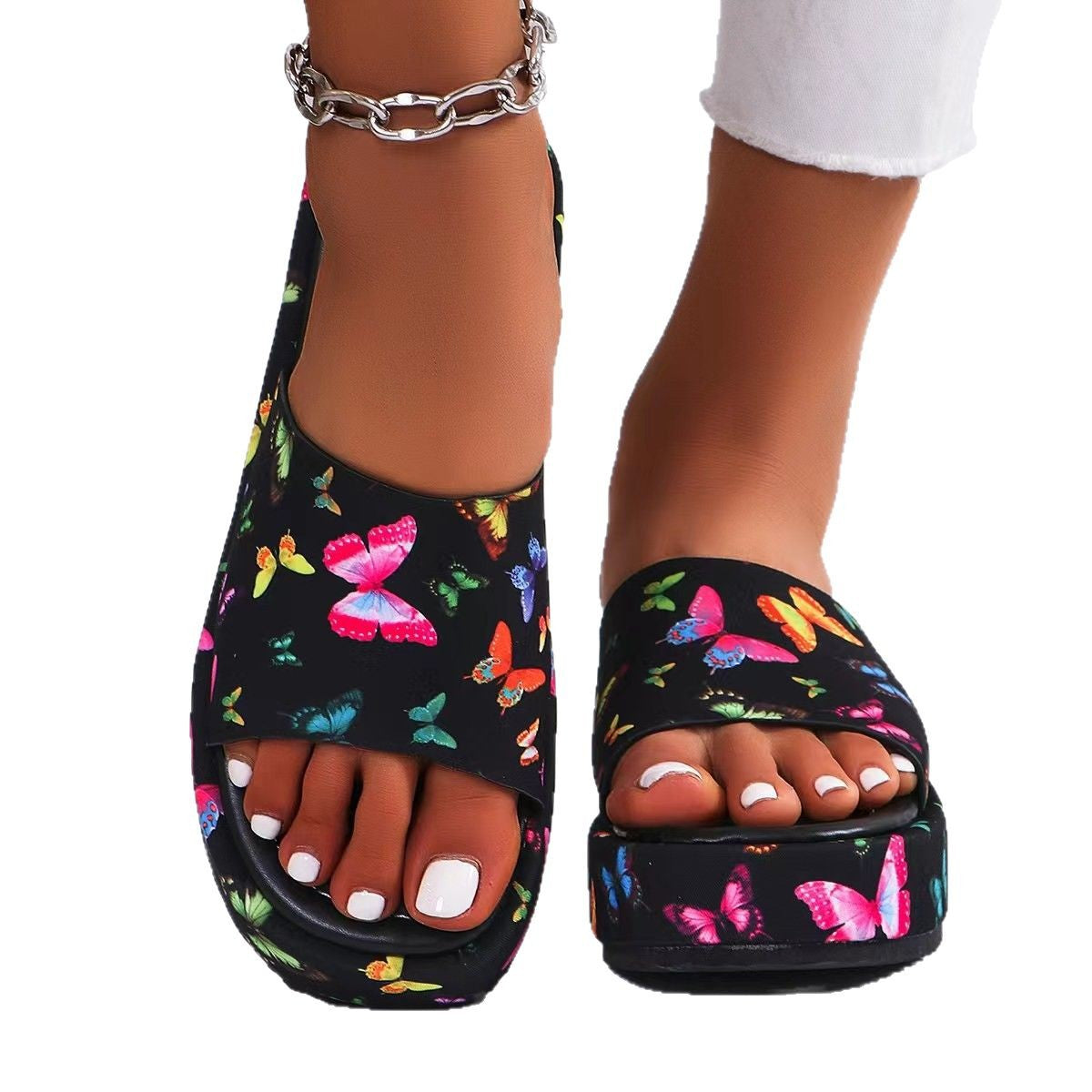 Damen Komfortable Zehentrenner-Sandalen mit modischem Schmetterlingsdesign R&B