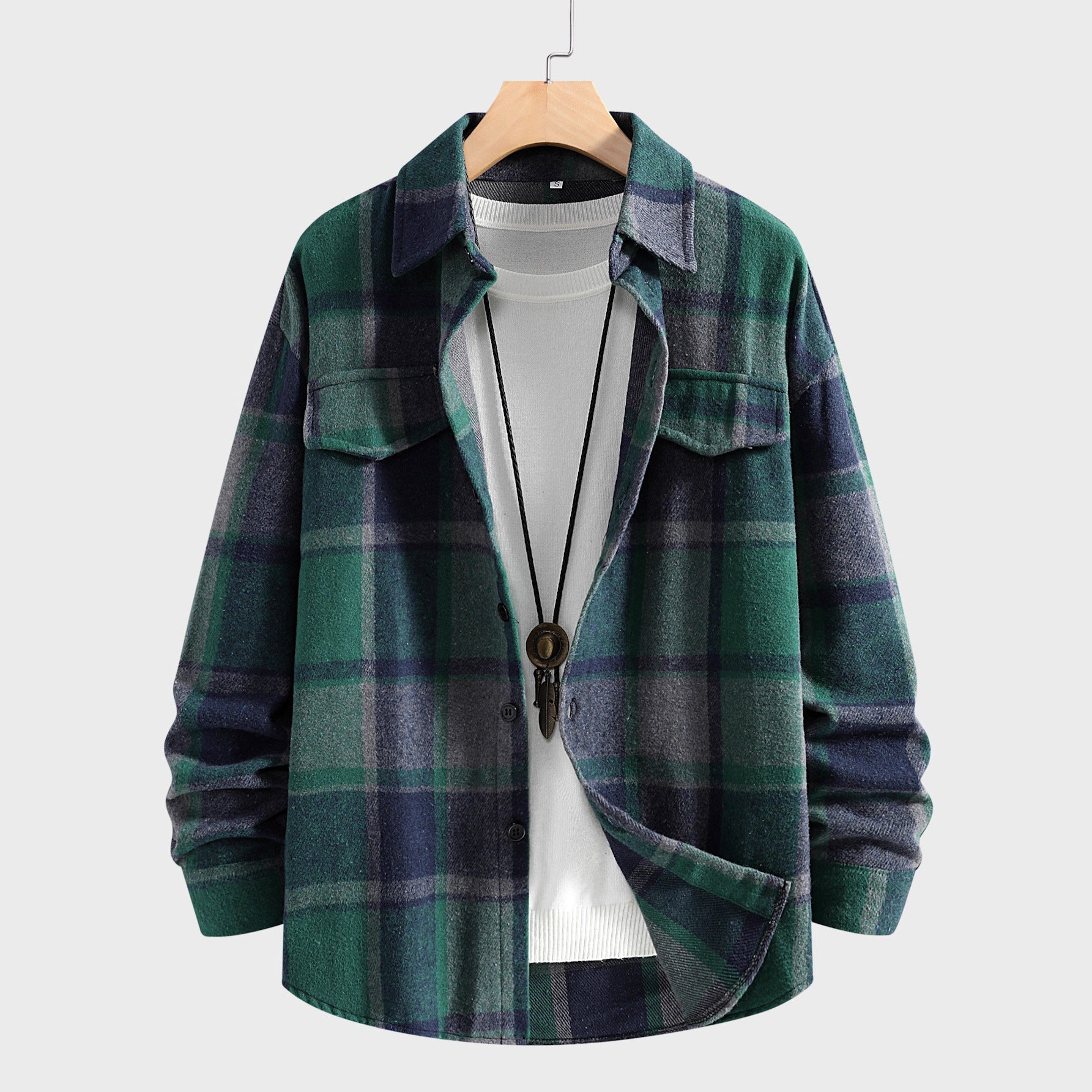 Herren Flanellhemd mit modernem Karomuster und zwei Brusttaschen R&B