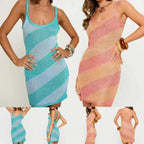 Damen figurbetontes Strickkleid mit einzigartigem Muster R&B